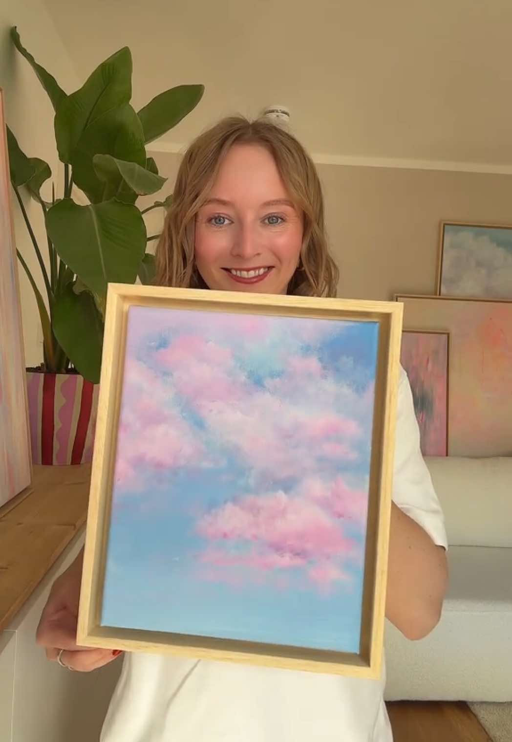 🩷🩵 #artreveal #clouds #tinyart #colorfulart #pinkart